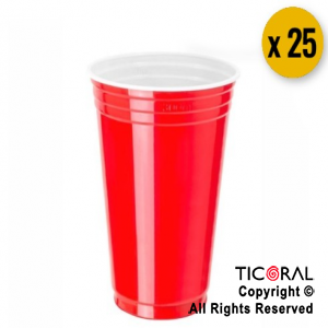 VASO AMERICANO 300CC ROJO VERMELHO COPOBRAS x 25 unid